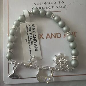 NWT ALEX & ANI BLUE PEARL STRETCH BRACELET